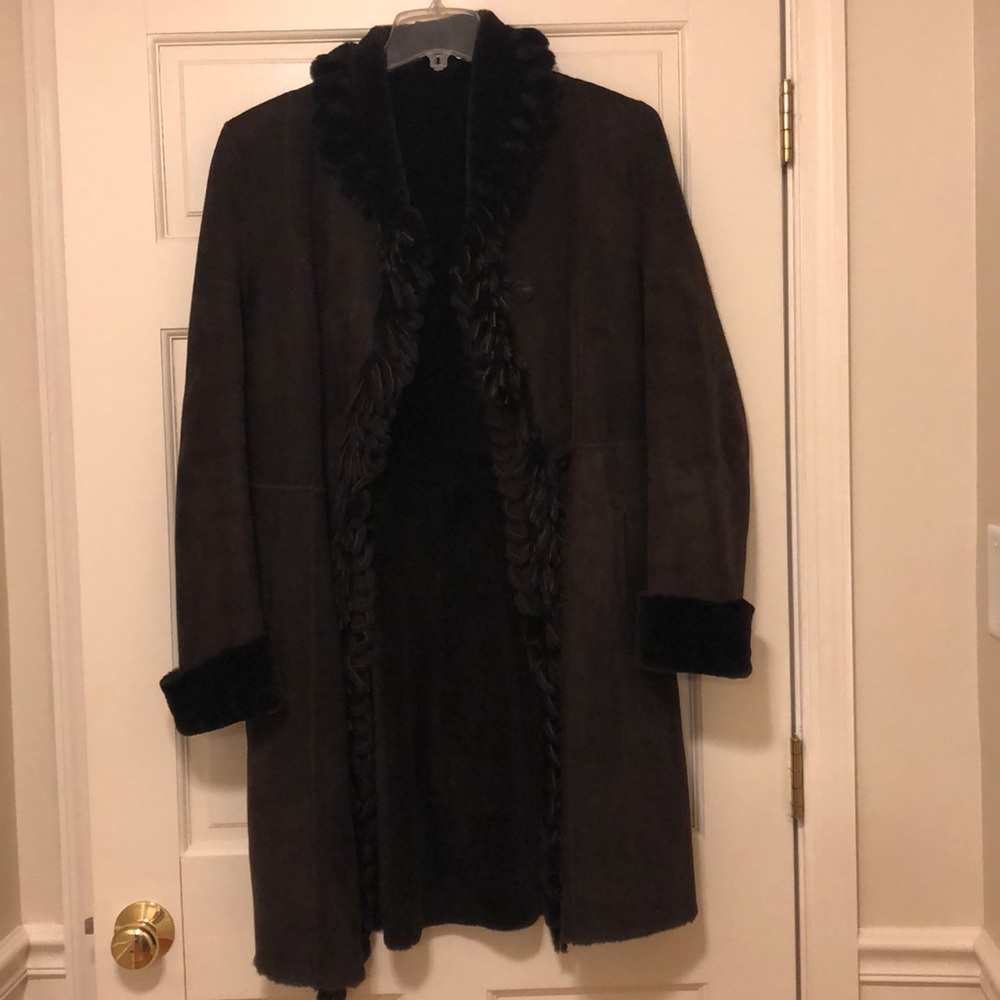 Brown Suede Shearling Coat